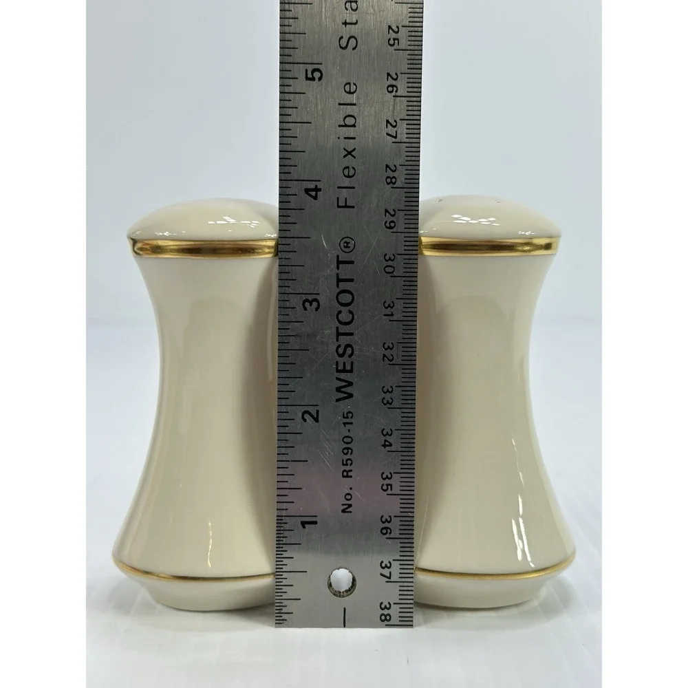 Vintage Lenox Eternal Salt & Pepper Made In USA 5822316‎ Gold Trim On Cream